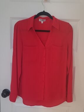 Express Women's  Portofino Red Button-Front Blouse
